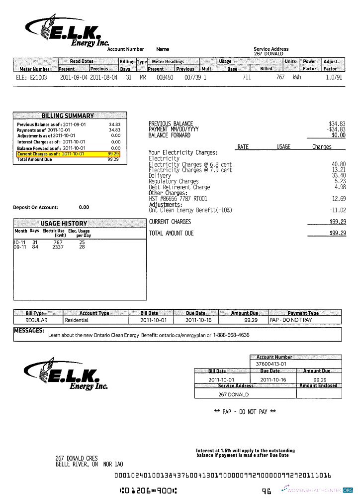 download Canada ELK energy utility bill template, fully editable in PSD format photoshop template